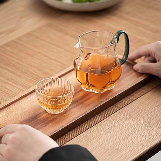 Amber-Handled Glass Creamer Pitcher