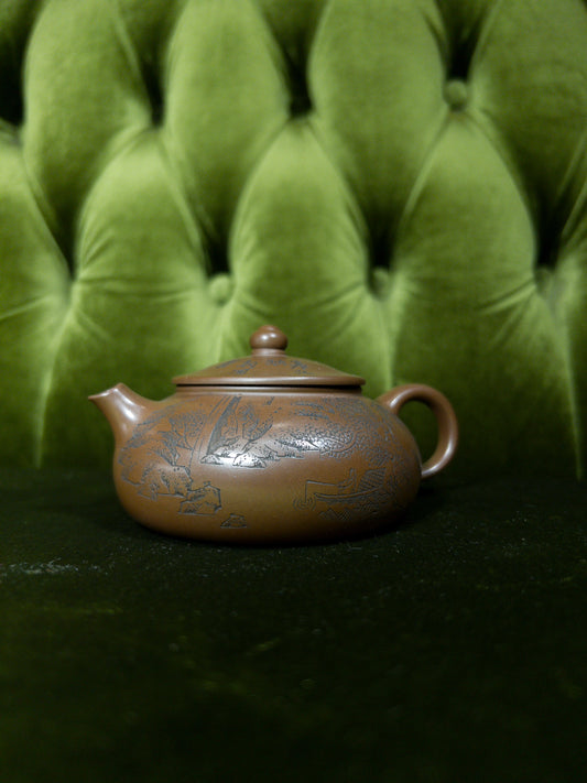 Yixing Teapot “River Scene” – 180 ml - Yixing clay Teapot