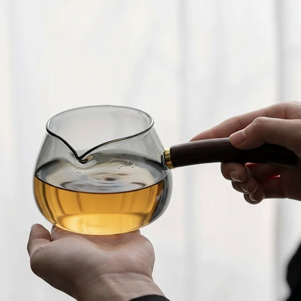 Smoke Glass — Heat-Resistant Glass Chahai with Wooden Handle