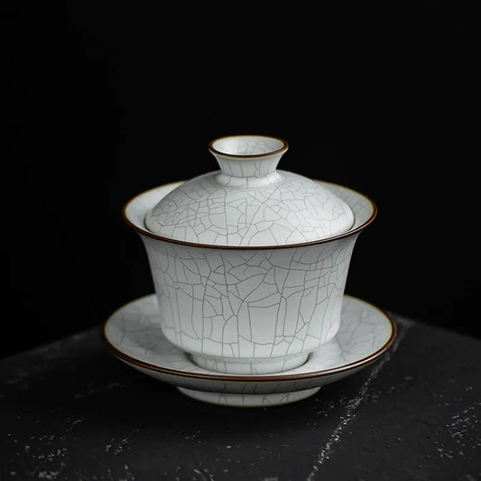 Porcelain Gaiwan with Crackle Glaze — Classic Form 150 ml