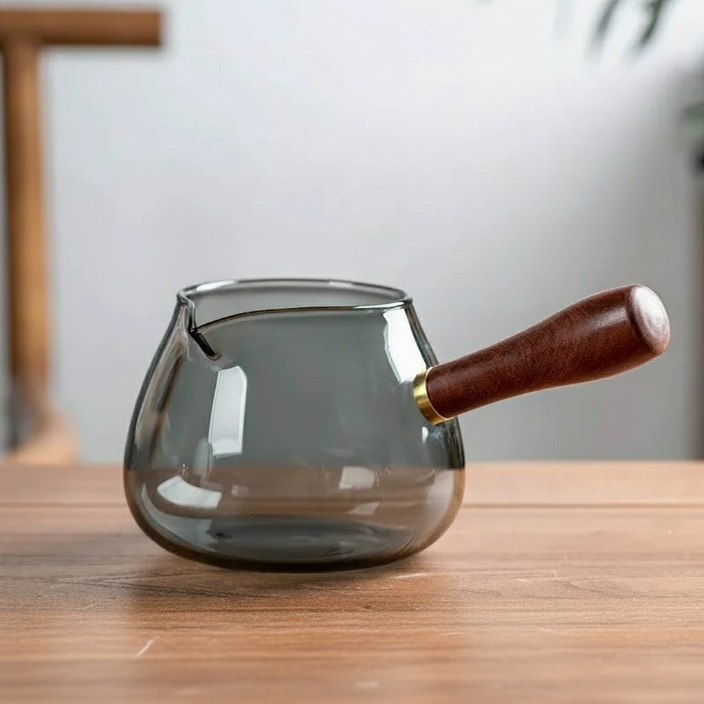 Smoke Glass — Heat-Resistant Glass Chahai with Wooden Handle