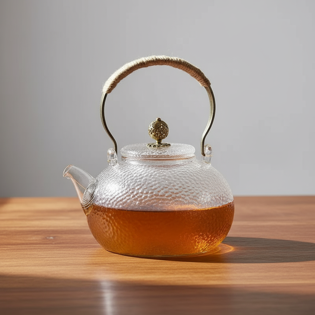 Glass Teapot with Copper Handle