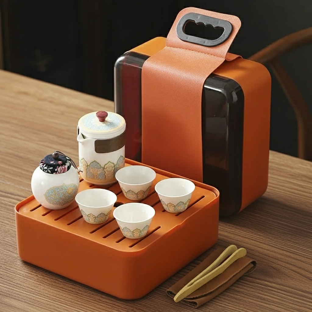 Travel Gongfu Tea Set — Portable Teaware Kit with One Teapot and Four Cups