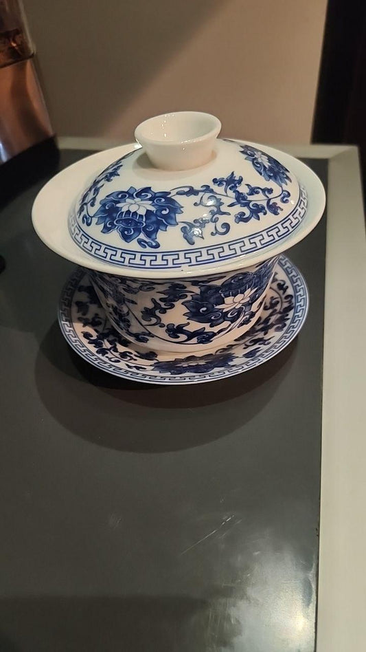 Gaiwan Drawing Blue Big - Gaba Tea House