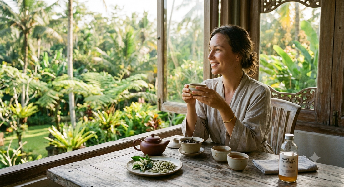 healthy tea rituals Bali, detox, wellness