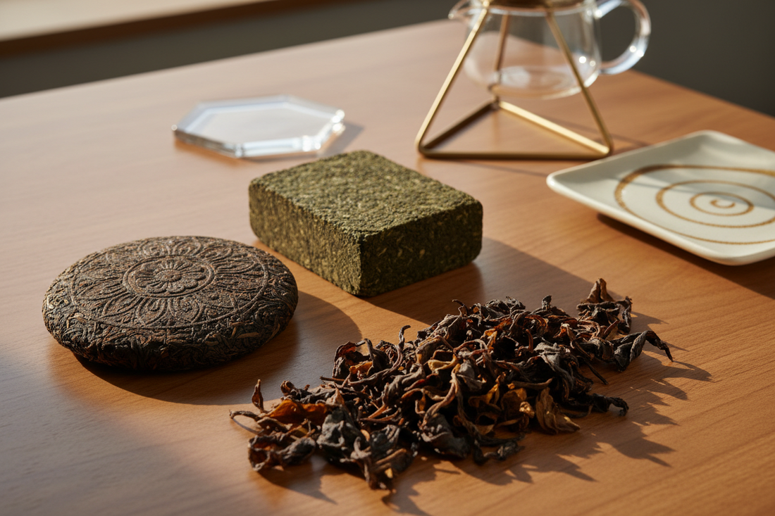 Tea Geometry: Cakes, Bricks, or Loose Leaf