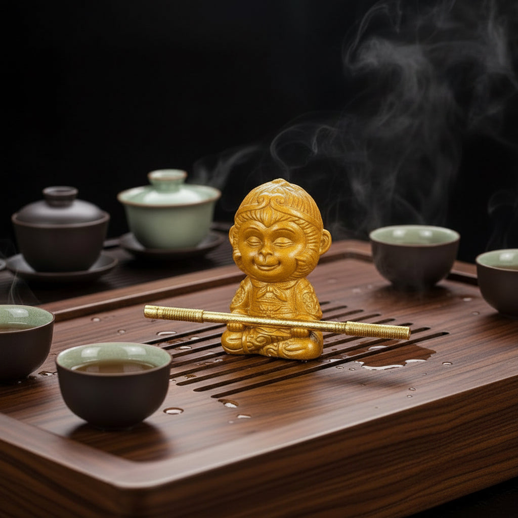 Heat-reactive Sun Wukong tea pet figurine for tea ceremonies