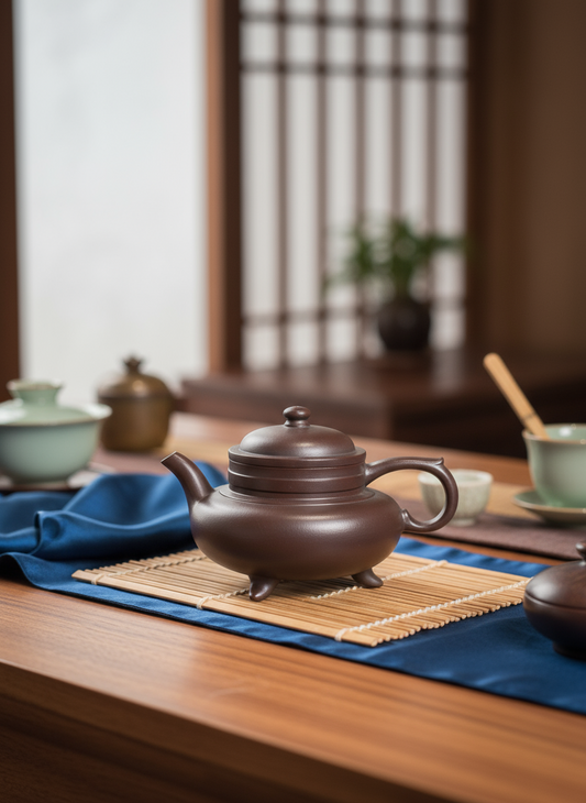 Yixing teapot “Crimson Harmony,” 200 ml, crafted from rich red clay with elegant design.