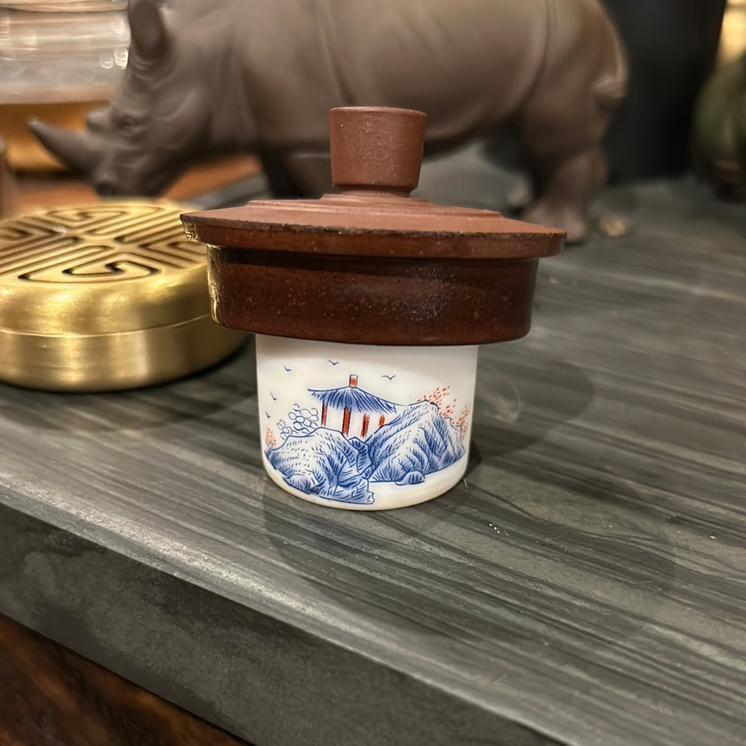 Kettle lid stand. Five birds. - Gaba Tea House