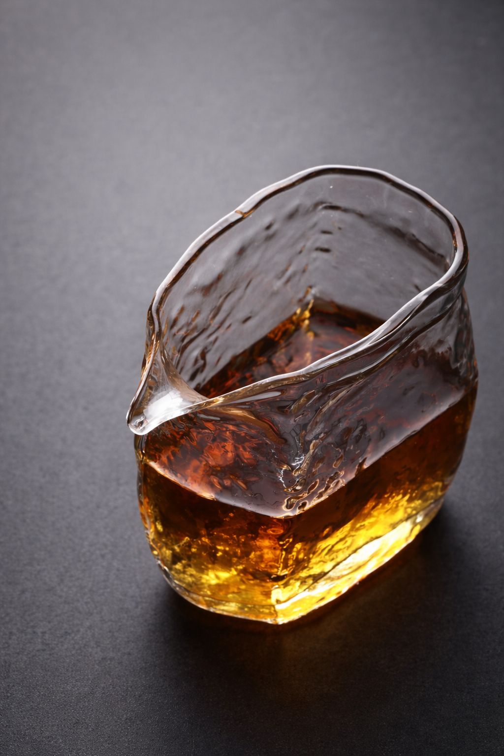 “Handleless glass chahai for gongfu tea sessions”