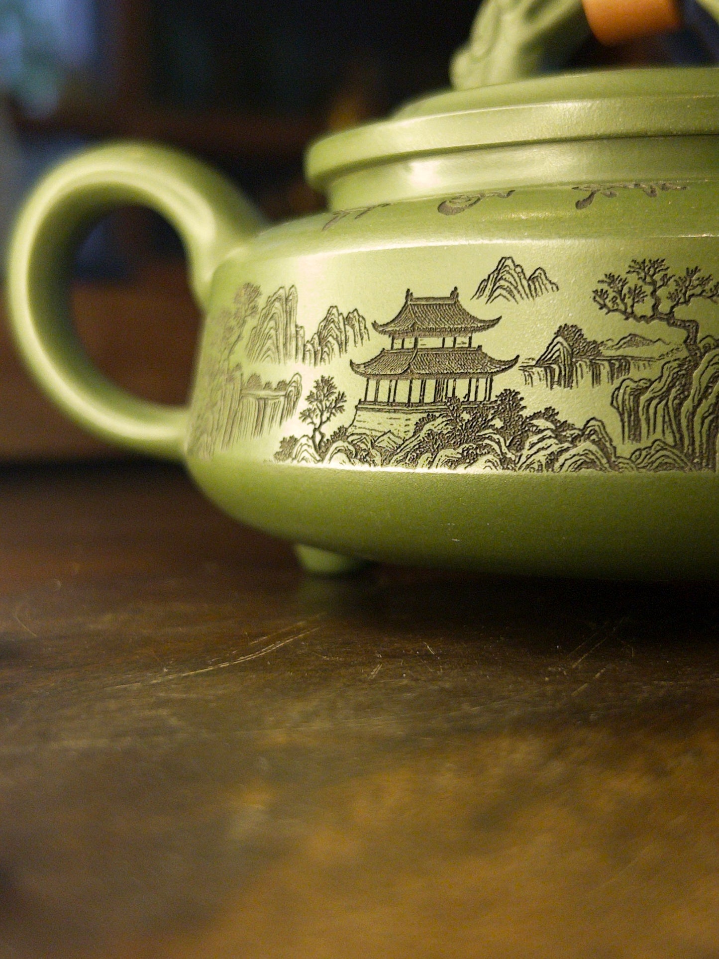 Jade Guardian Yixing Zisha Teapot — Green Clay, 230 ml