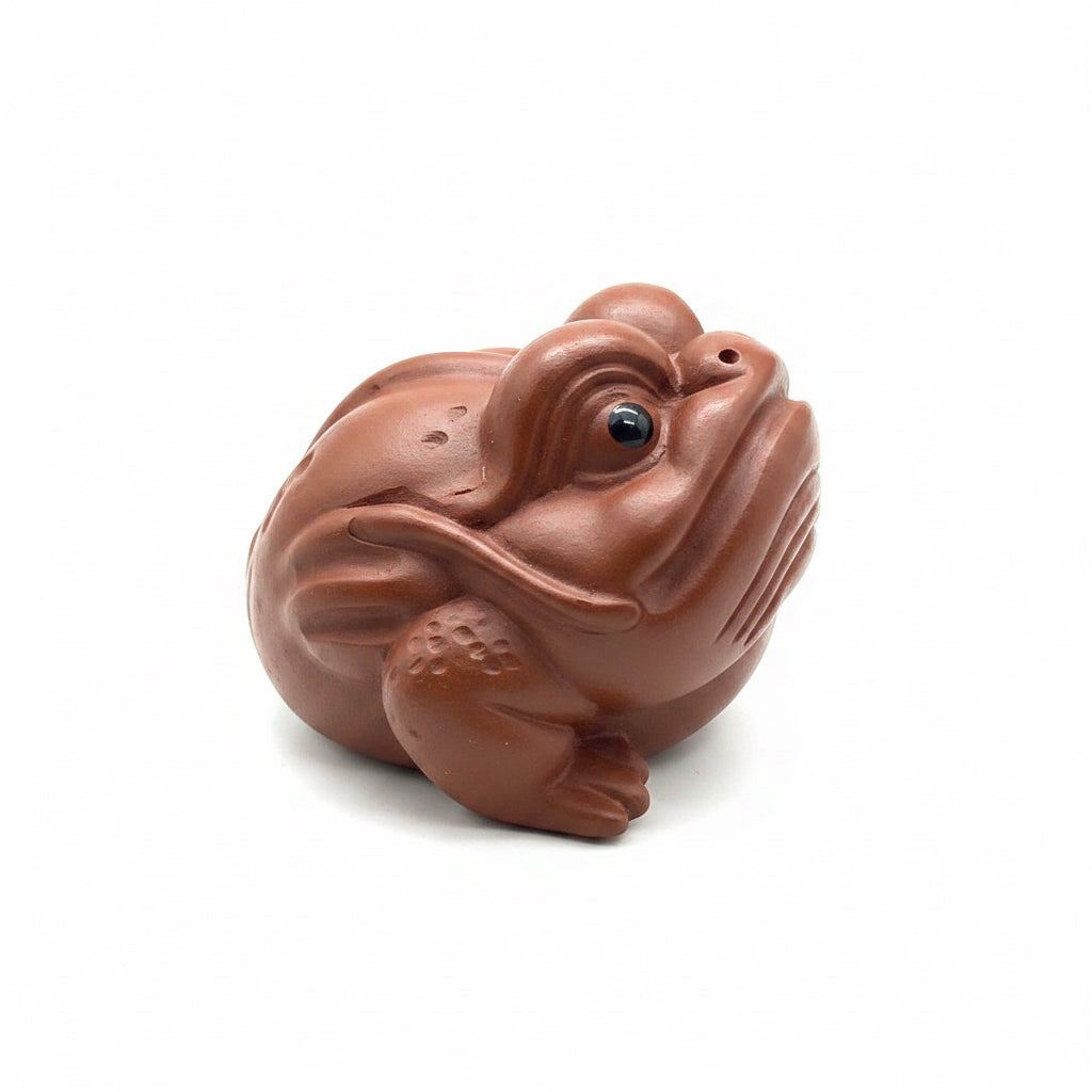“Yixing clay frog head tea figurine”