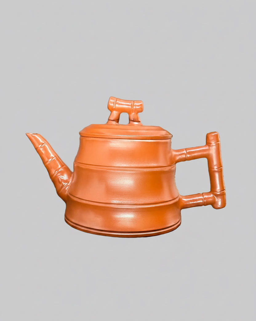 Trapezoidal reddish Yixing clay teapot 120 ml