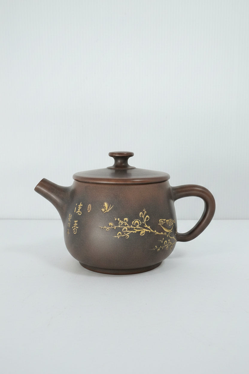 “Yixing clay teapot 90 ml in grey-brown color”