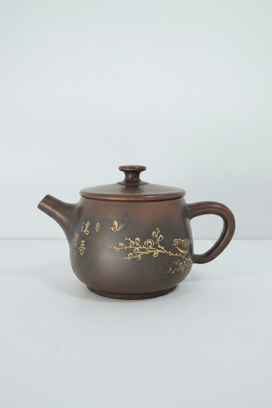 “Yixing clay teapot 90 ml in grey-brown color”