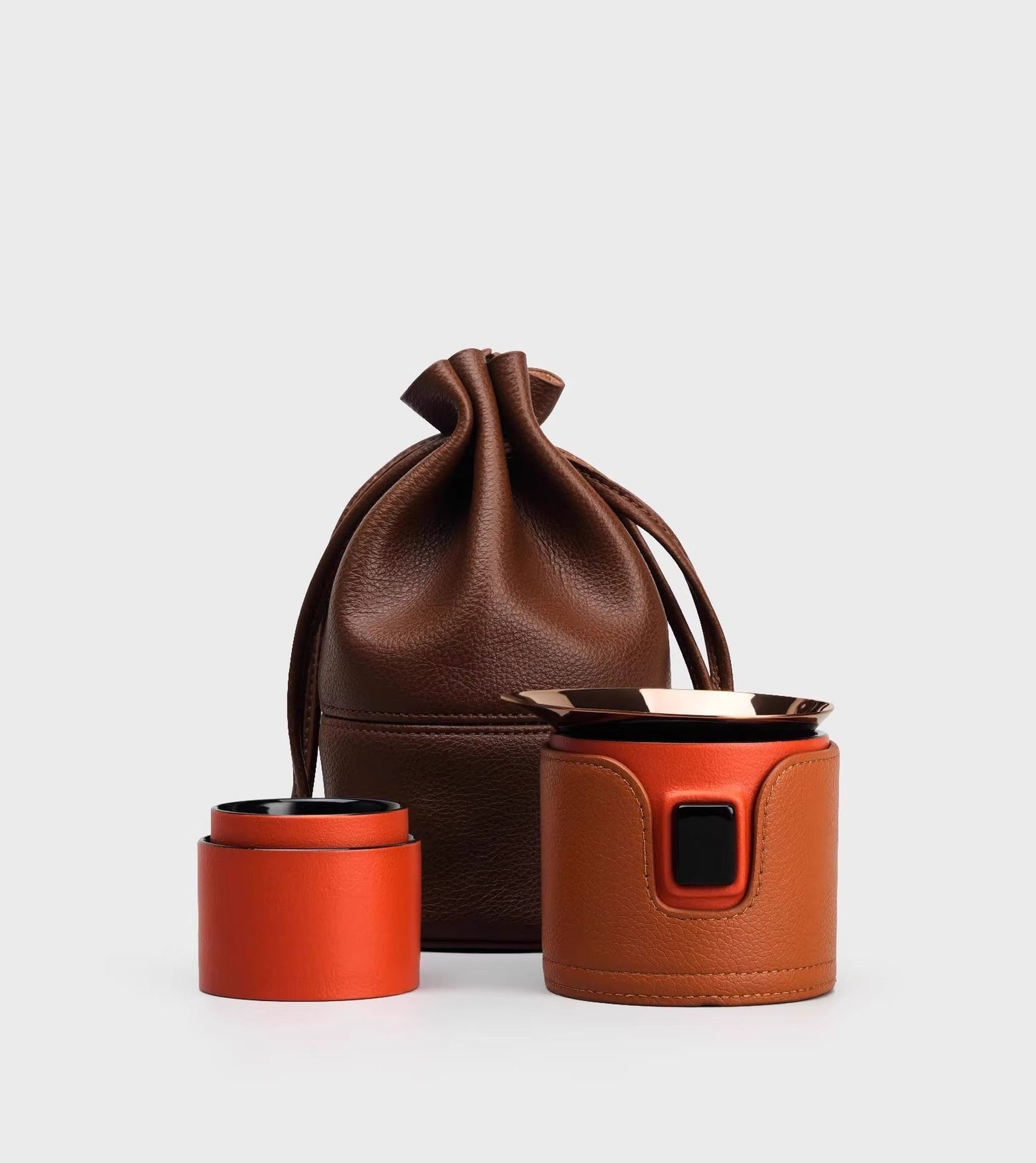 Elegant Tea Ceremony Set in Leather Cases