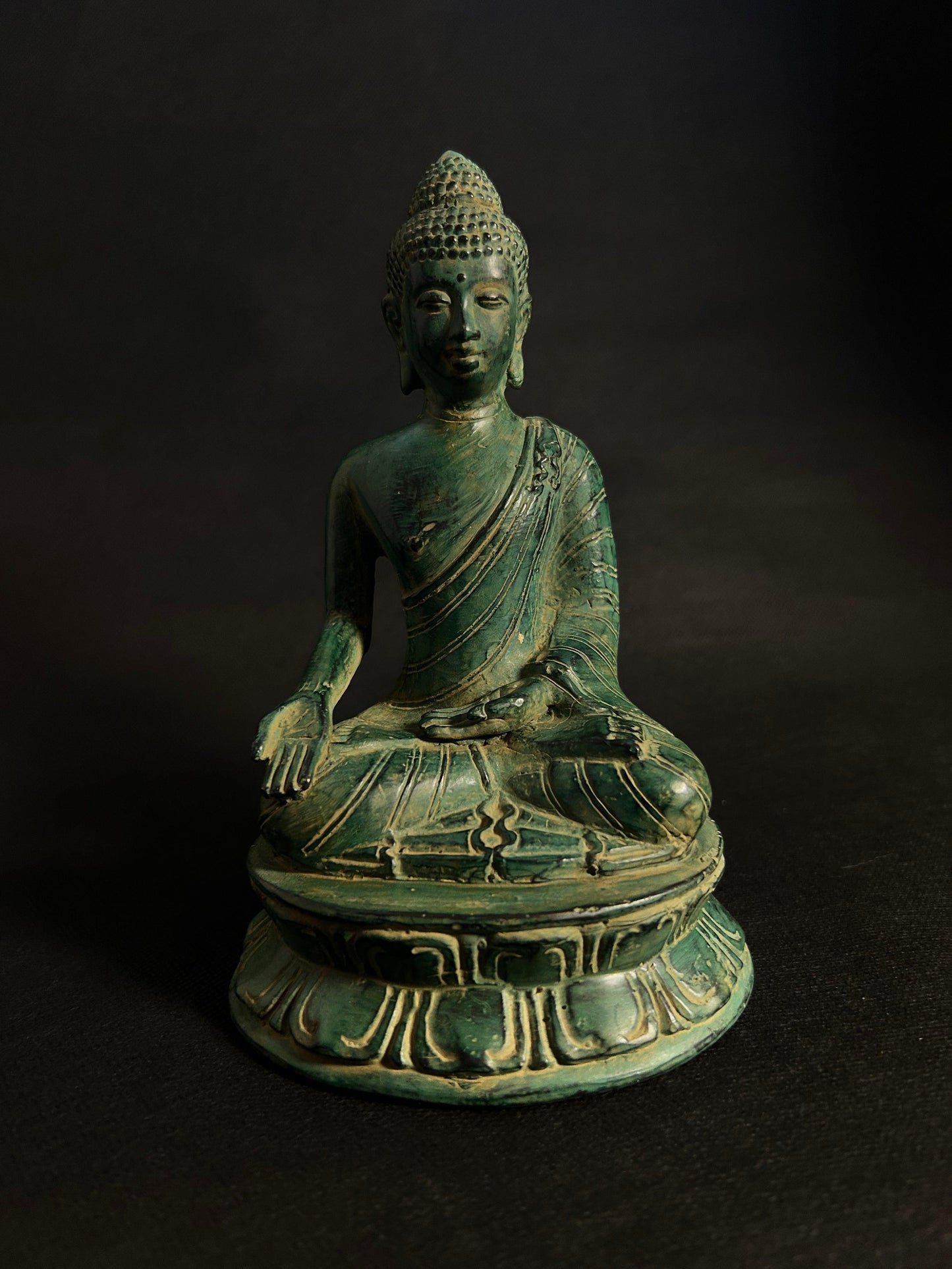 Radiant Serenity - Verdigris Buddha Statue - Gaba Tea House