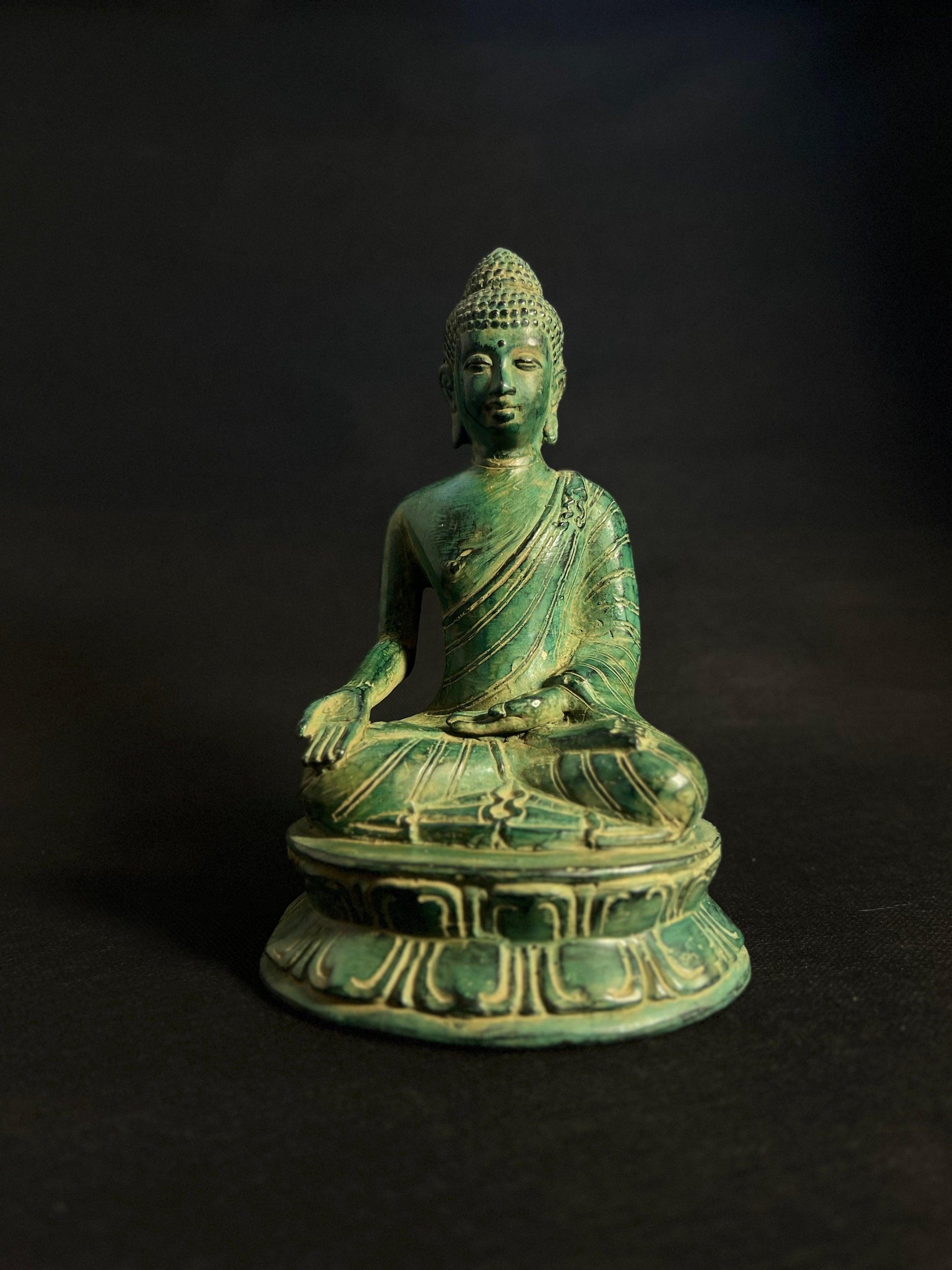 Radiant Serenity - Verdigris Buddha Statue - Gaba Tea House