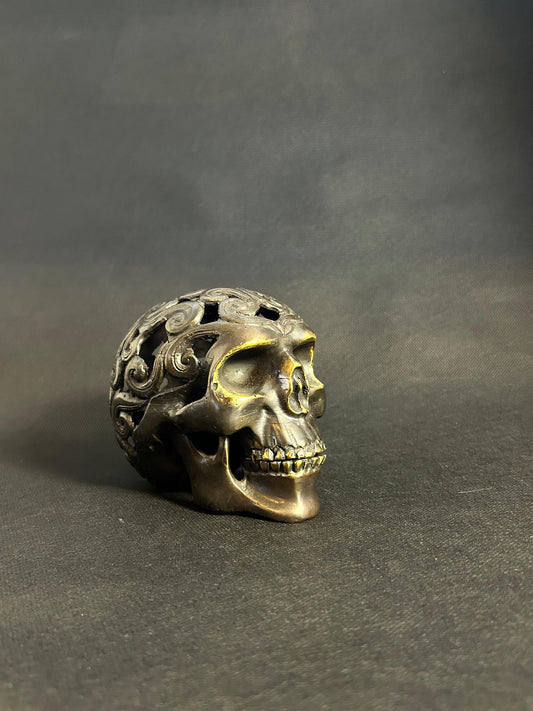 Eternal Shadows - Ornate Bronze Skull - Gaba Tea House