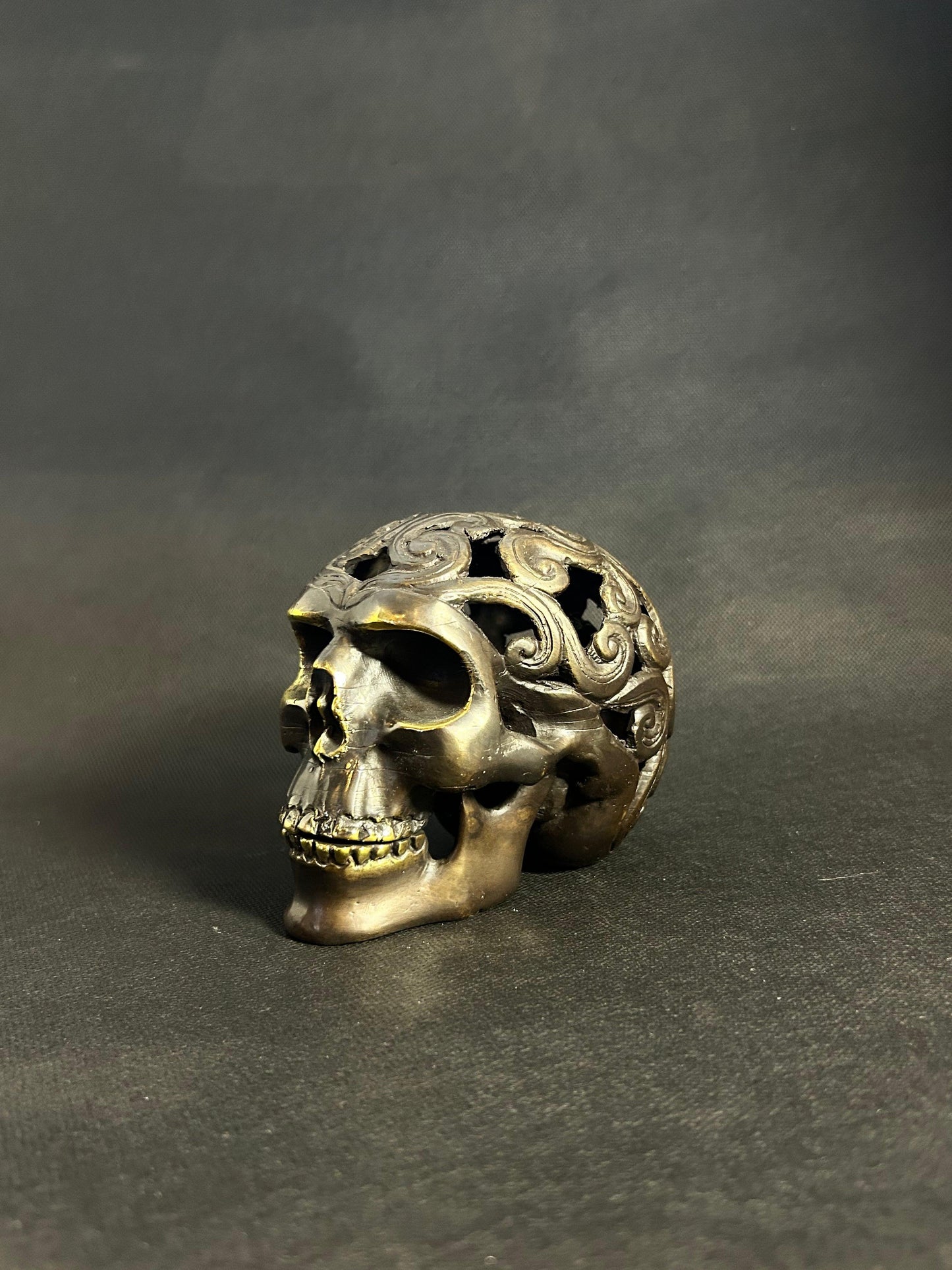 Eternal Shadows - Ornate Bronze Skull - Gaba Tea House