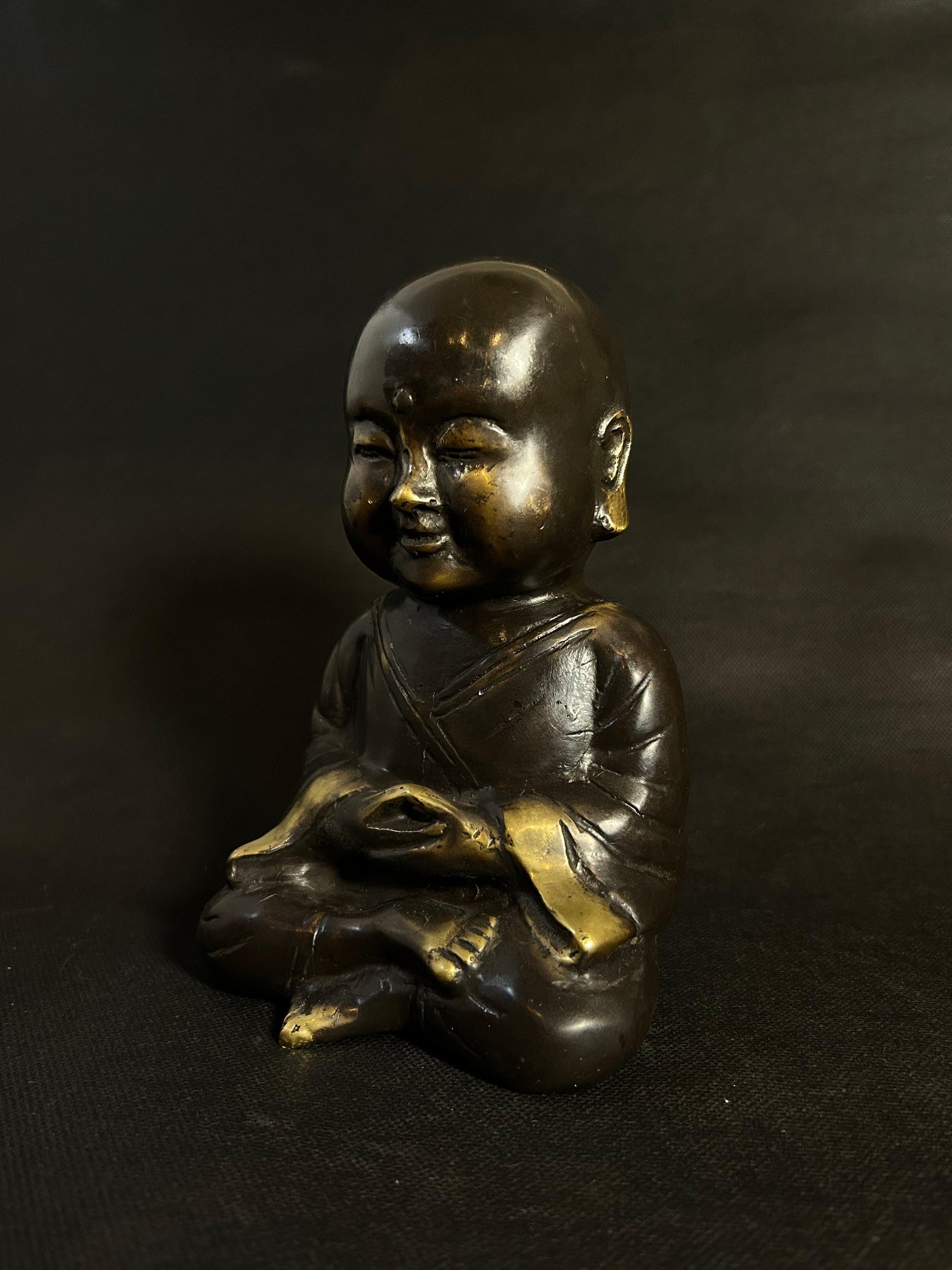 Serene Monk of Tranquility – Bronze Meditation Statue - Gaba Tea House