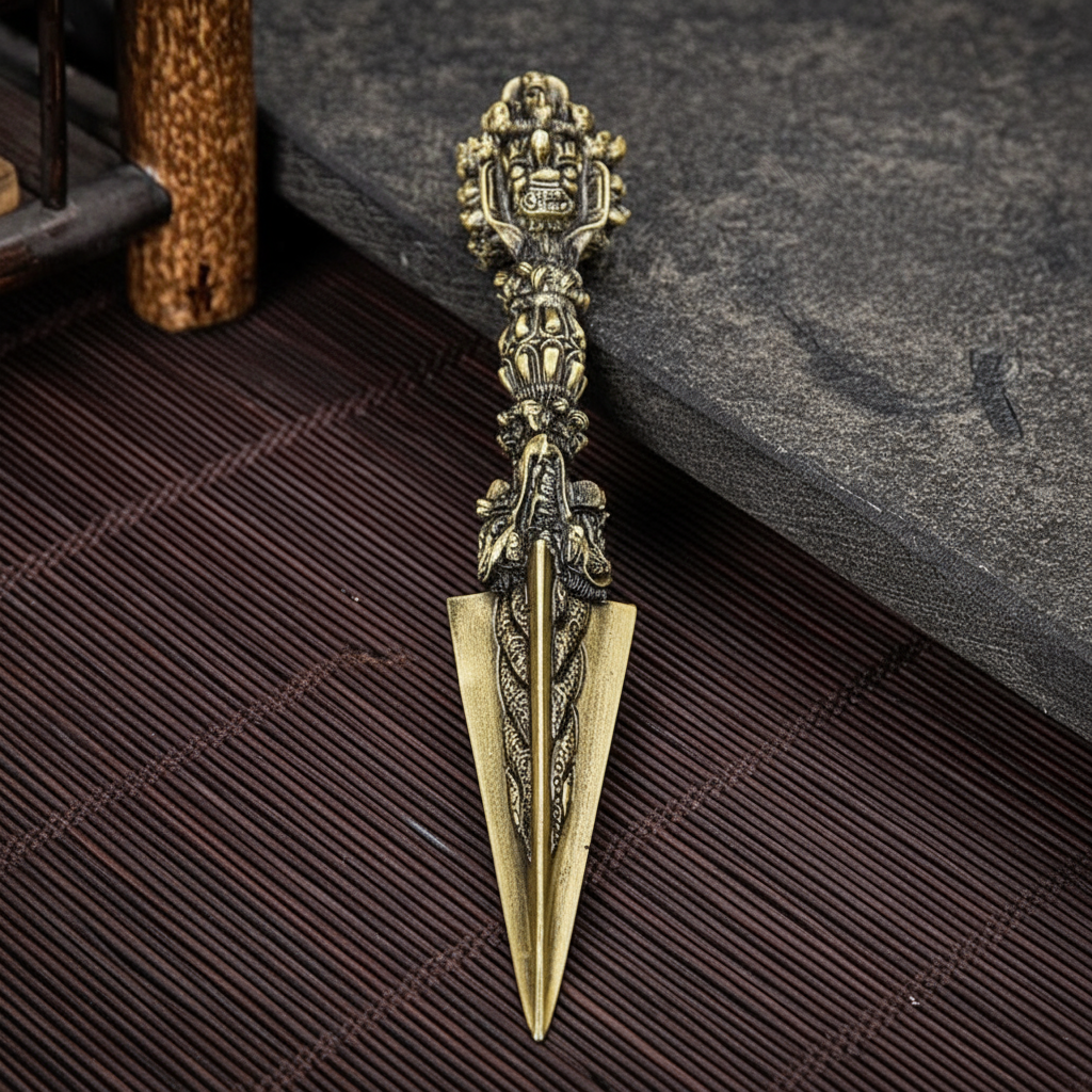 Vajra Tea Knife sharp tip detail – durable zinc alloy puer knife Gaba Tea House Indonesia