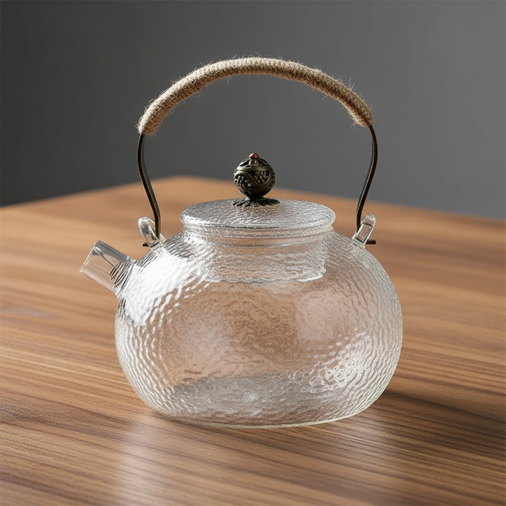 Glass Teapot with Copper Handle