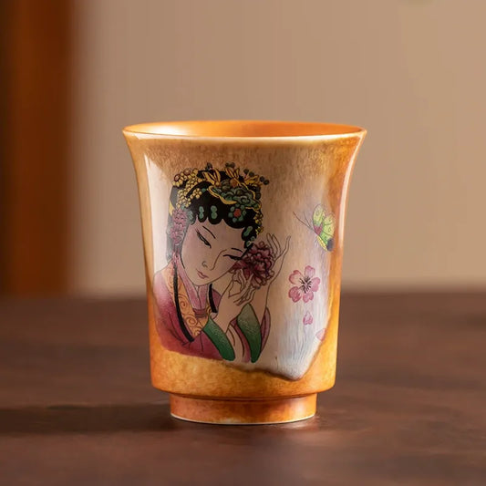 elain Tea Cup with Chinese Beauty Painting – Handcrafted Gongfu Cha Cup 60ml