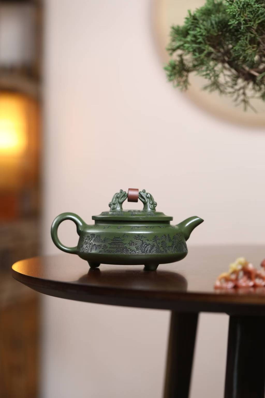 Jade Guardian Yixing Zisha Teapot — Green Clay, 230 ml