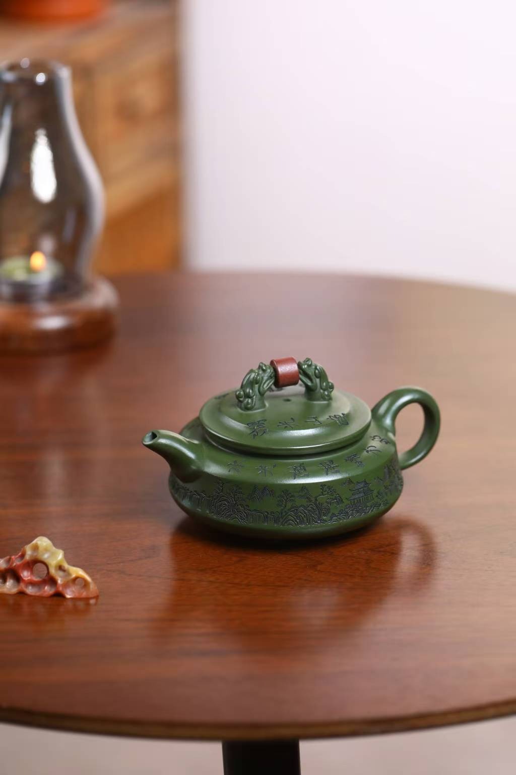 Jade Guardian Yixing Zisha Teapot — Green Clay, 230 ml