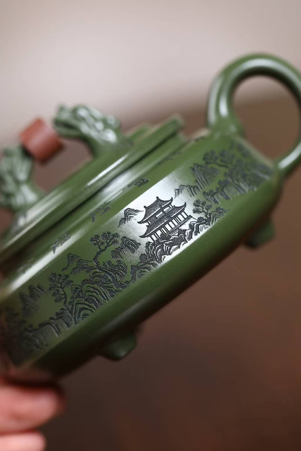 Jade Guardian Yixing Zisha Teapot — Green Clay, 230 ml