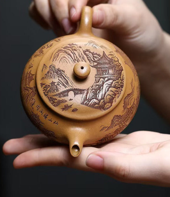 Dragon Pavilion — Yixing Teapot with Engraving, 100 ml