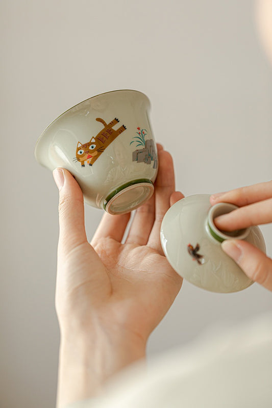 Moji Lu Qingde Cat Star  – Secret Blue Ceramic Tea Gaiwan Gongfu Tea Set