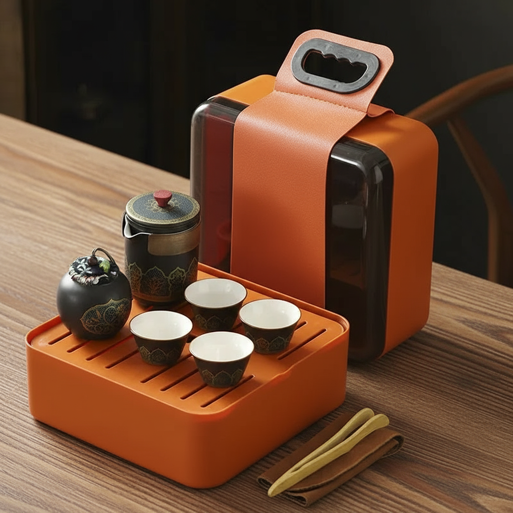 Travel Gongfu Tea Set — Portable Teaware Kit with One Teapot and Four Cups