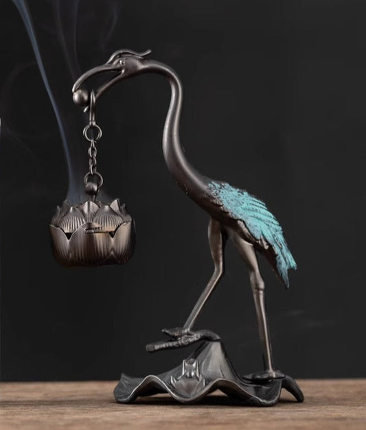 Small Crane-Hanging Decorative Figurine Incense Holder