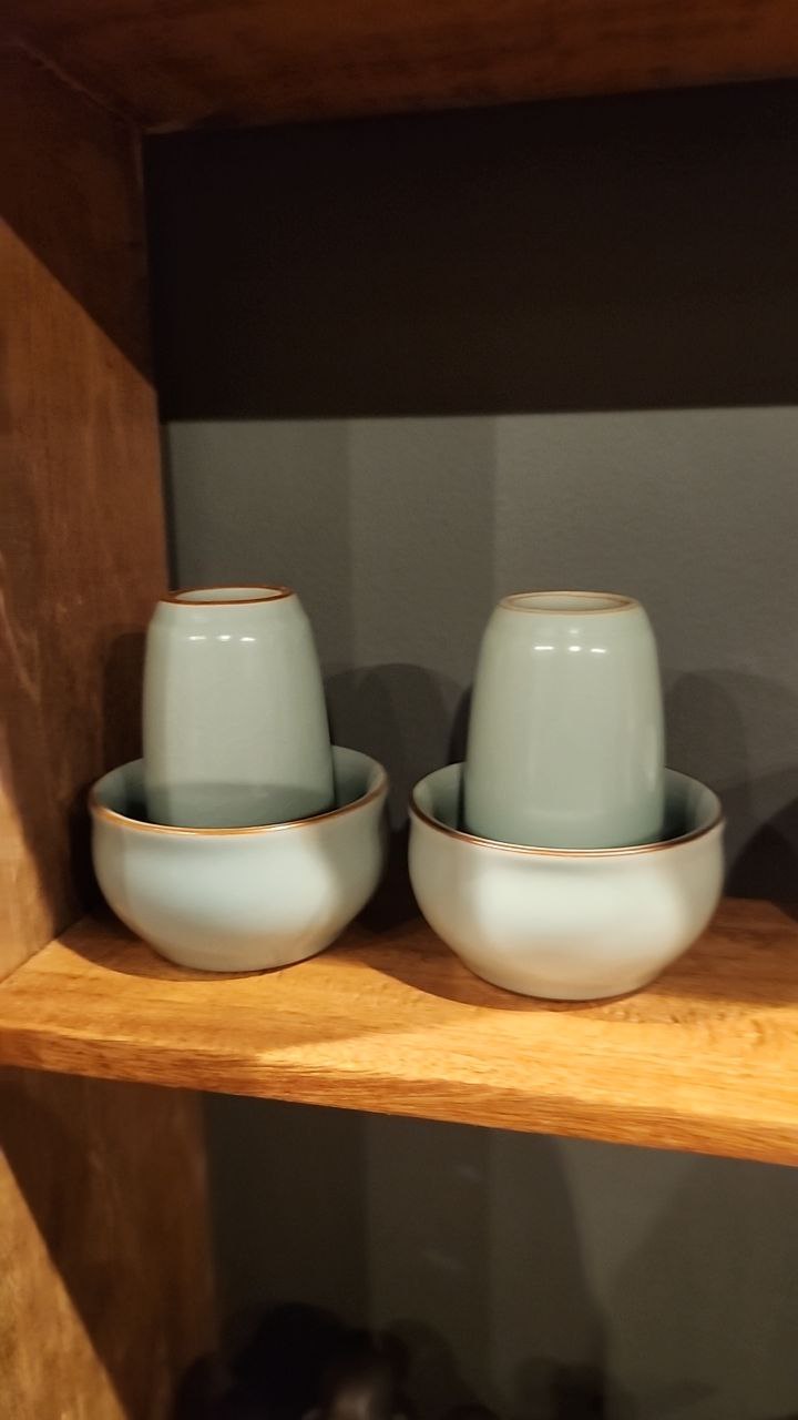 Pair ceramic Tube Green - Gaba Tea House