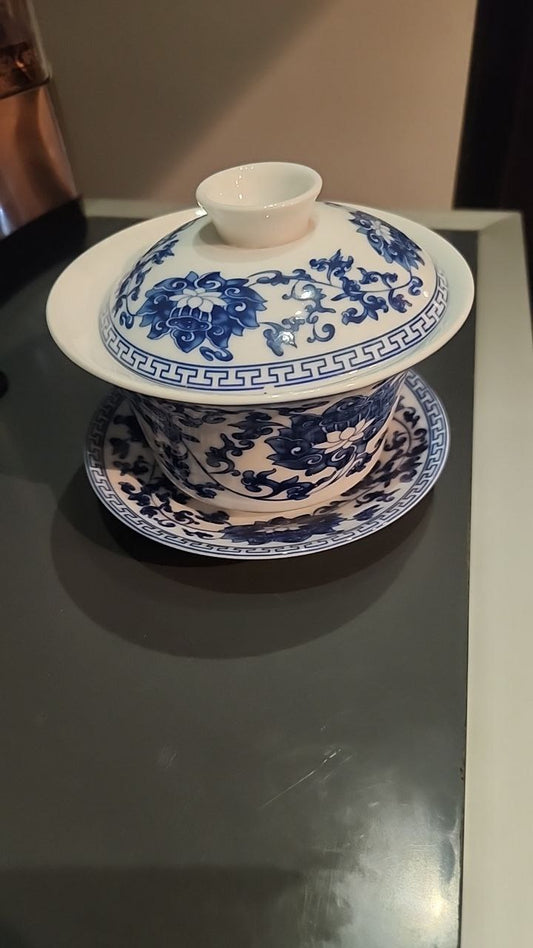 Gaiwan Drawing Blue Big - Gaba Tea House